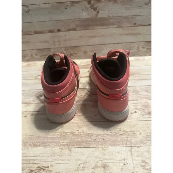 Nike Air Jordan 1 Mid Size 4.5Y Black Jump Man Two Tone Pink Black Swoosh - Picture 10 of 12